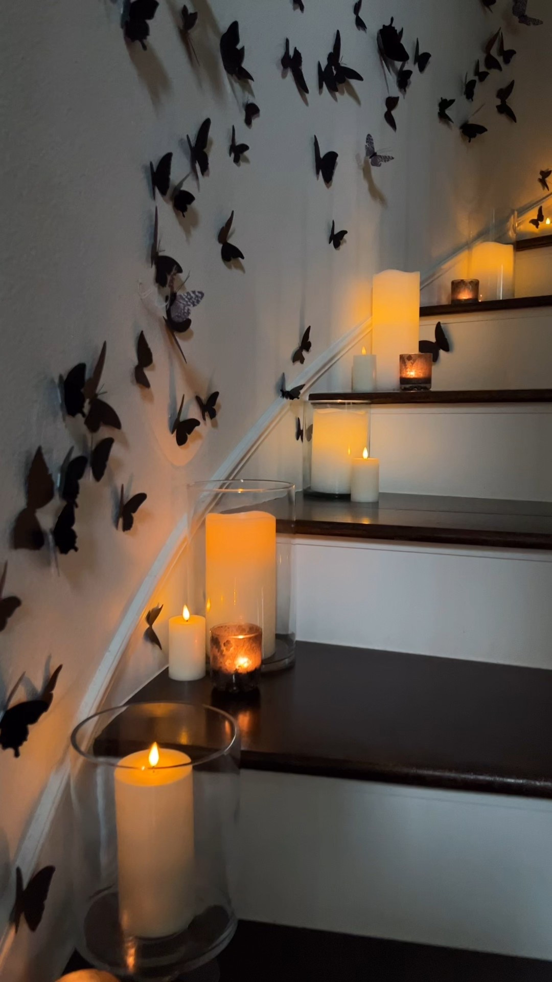 My black butterfly decorations are a favorite of mine I have been using for these for Halloween for years. It’s a mixture of old and new butterflies.

The candles are all battery operated 🕯️ 

#LTKHalloween #LTKHome #LTKFindsUnder50