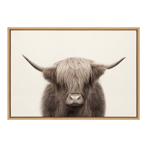 23" x 33" Sylvie Highland Cow Color Framed Canvas by The Creative Bunch Studio Natural - Kate and... | Target
