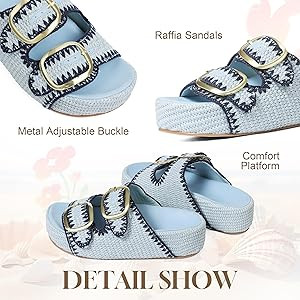 Platform Sandals For Women Espadrilles Open Toe Flatform Raffia Sandals Slip On Slide Sandals Cas... | Amazon (US)