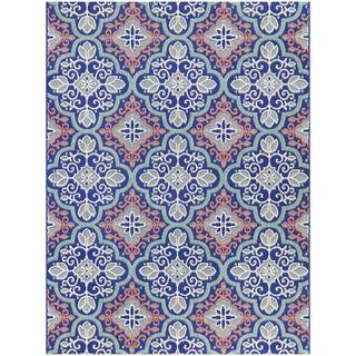Hampton Bay Star Moroccan Navy/Coral 9 ft. x 12 ft. Indoor/Outdoor Area Rug-3004124 - The Home De... | The Home Depot