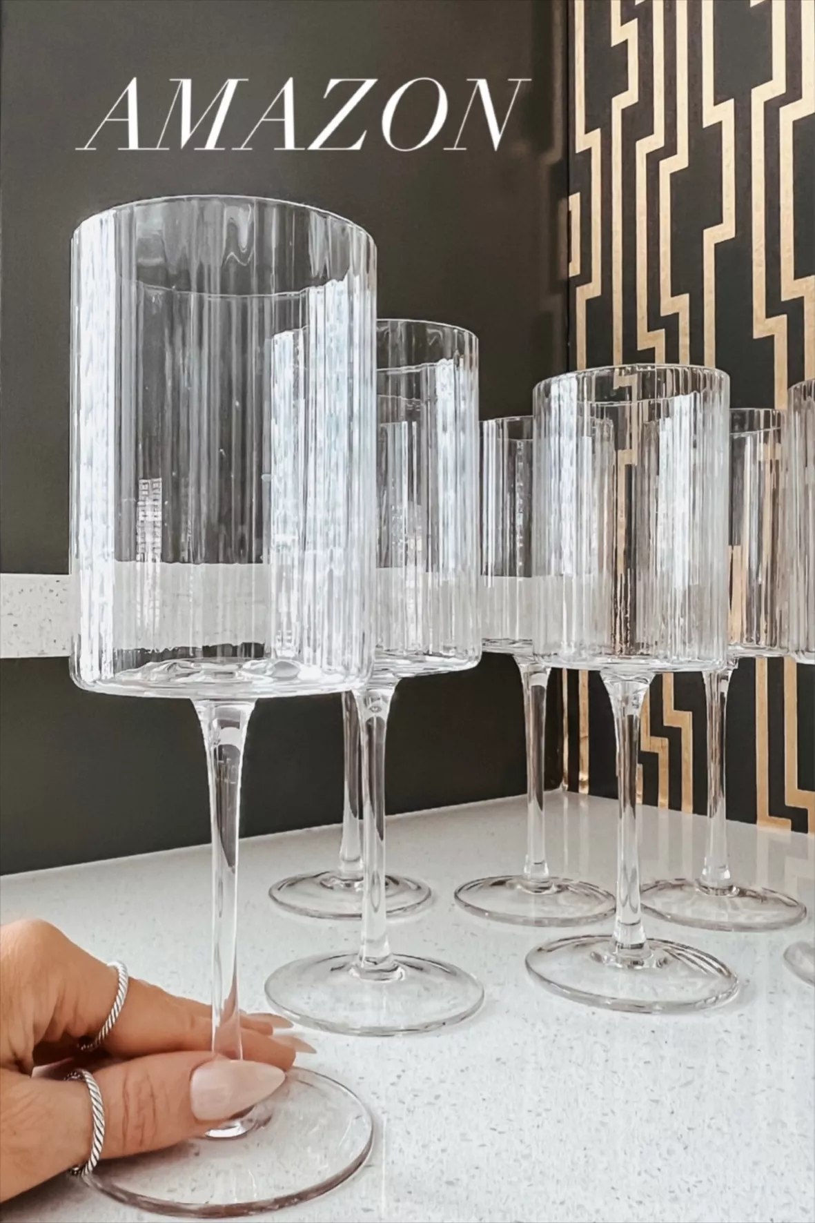 Joyjolt Elle Fluted Cylinder White Wine Glass - 11.5 Oz Long Stem