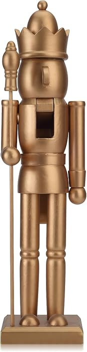 15 Inch Nutcracker King Figure with Scepter and Crown, Gold Xmas Undecorated Wooden Nutcracker Ch... | Amazon (US)