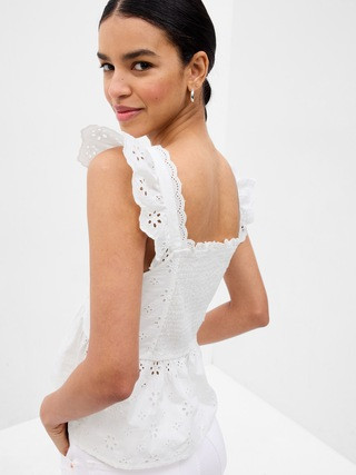 Eyelet Corset Peplum Top | Gap (US)