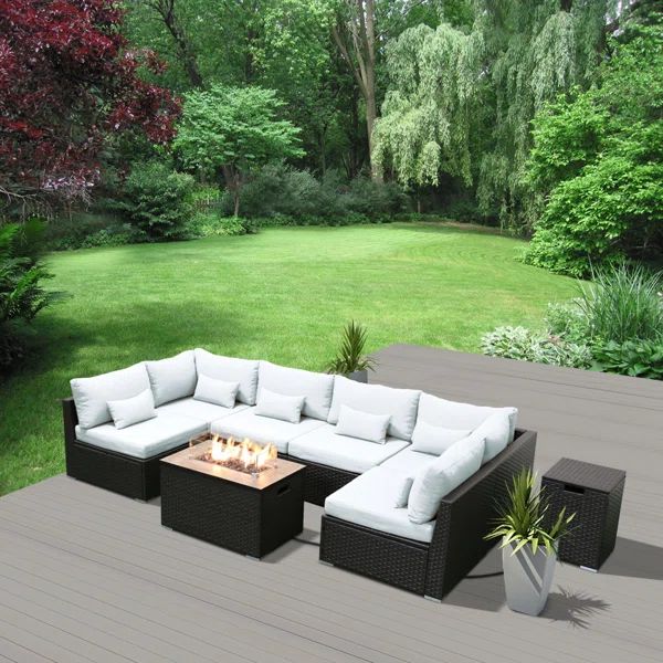 Marisa 8 Pieces Wicker/Rattan Sectional Seating Group with Cushion | Wayfair North America