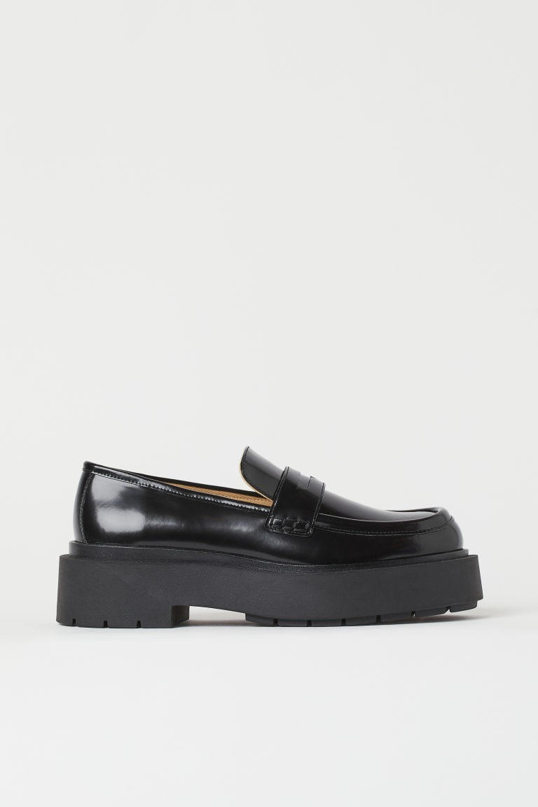H & M - Chunky Leather Loafers - Black | H&M (US + CA)