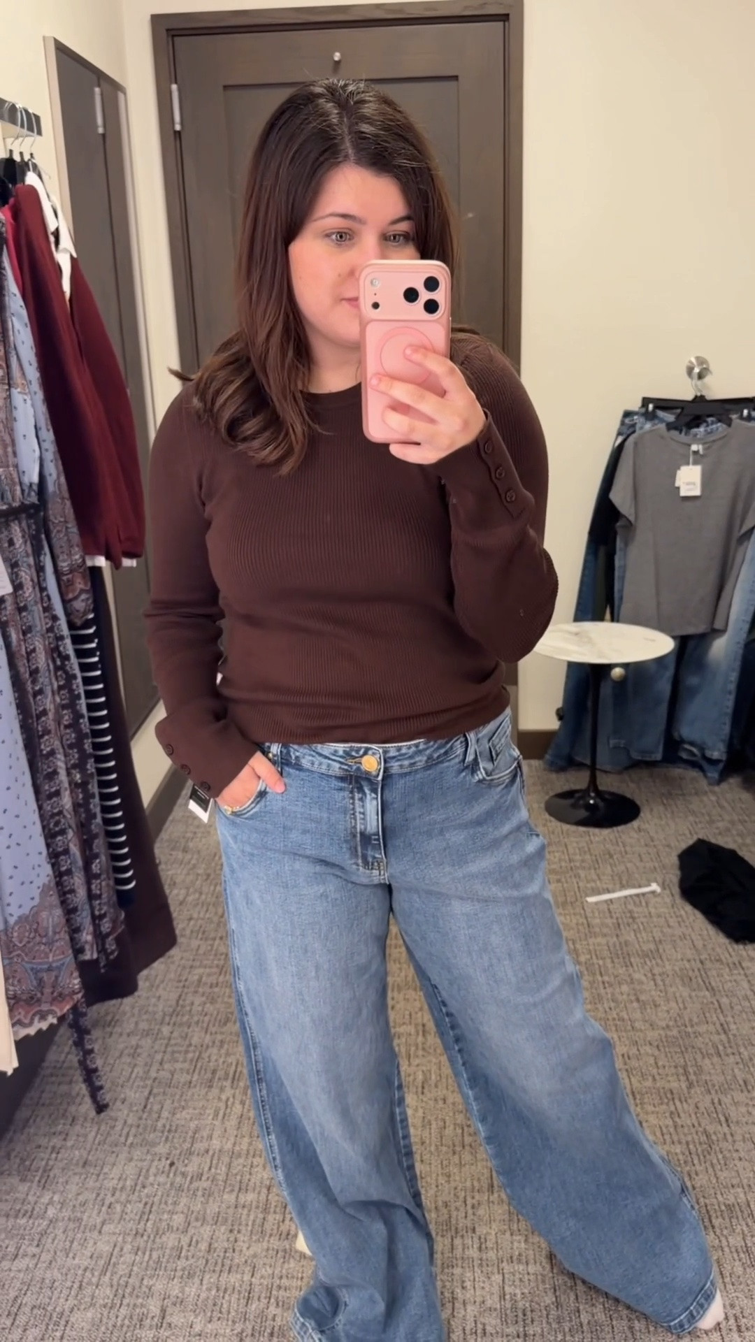Nordstrom sale finds! This sweater for sure came home with me! It is soo soft and stretchy. These jeans were so cute but too big! I will be ordering online in my size!

#LTKmomlife #LTKMidsize #LTKSaleAlert