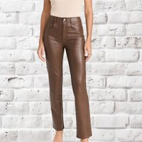 Women's Leather Pants Handmade Women's Genuine Lambskin Brown Leather Pants Outfit Pant | Etsy (US)