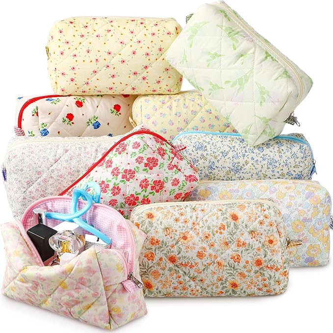 Paterr 10 Pcs Quilted Makeup Bag Cute Cotton Cosmetic Pouch Christmas Bridesmaid Gifts Stocking S... | Amazon (US)