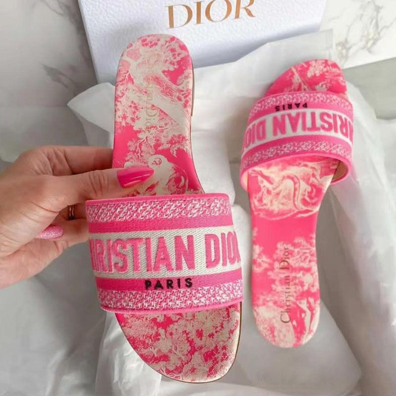 Dupe D I O R Embroidery Printing Summer Flat Slippers Boots Beach Sandals For Women EU Size 34 42... | DHGate