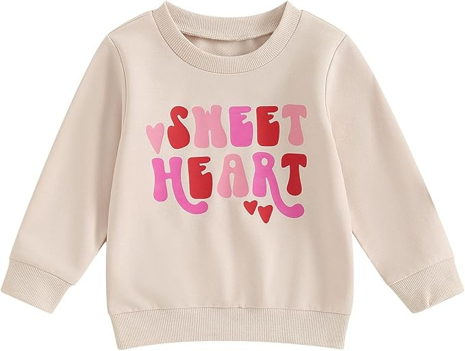 Infant Toddler Baby Girl Valentine 's Day Outfit Sweet Heart Long Sleeve Sweatshirt Crewneck Pull... | Amazon (US)