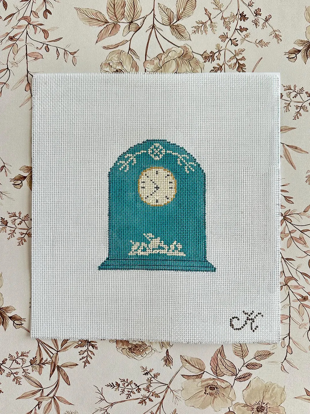 Vintage Wedgwood Blue Clock Hand-painted Needlepoint Canvas | Etsy (US)