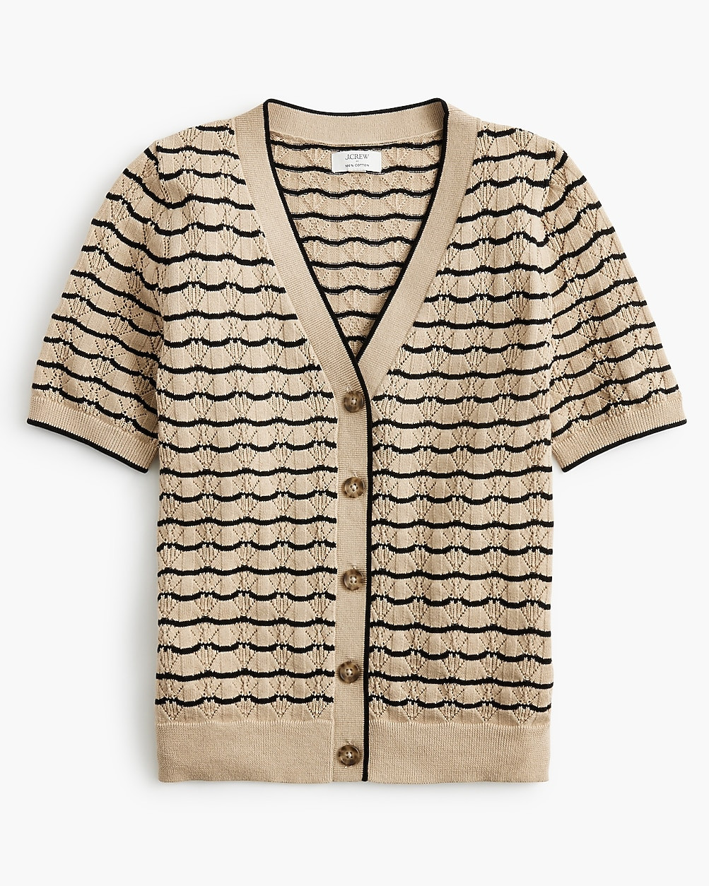 Short-sleeve pointelle V-neck cardigan sweater | J.Crew Factory