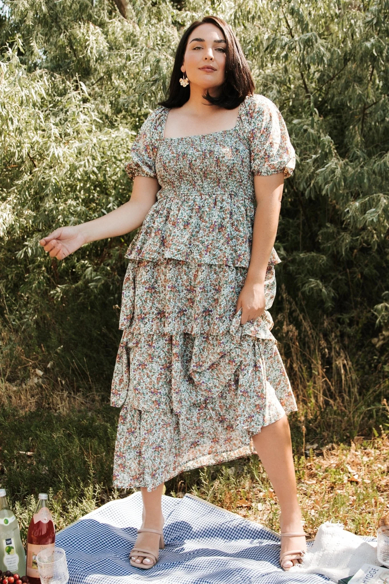 Felicia Tiered Maxi Dress | Green Multi | Baltic Born