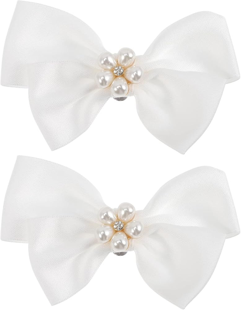 USHOBE 1 Pair Bow Shoe Clips Removable Shoe Charms Pearls Shoe Buckle Bowknot Dress Shoes Jewelry... | Amazon (US)