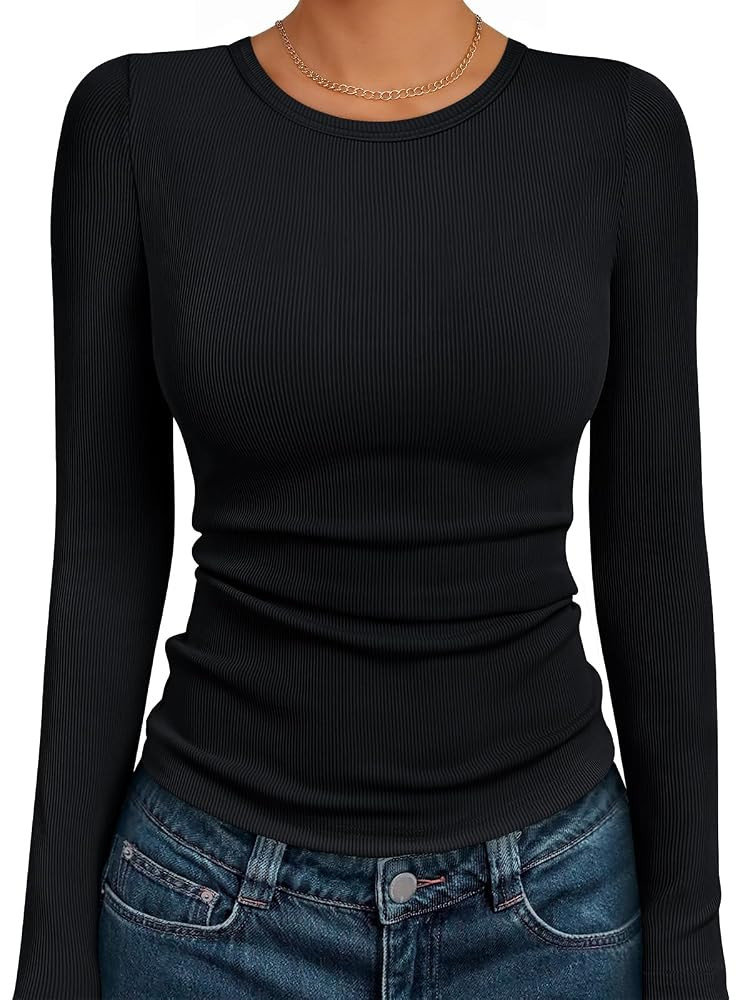 AUTOMET Long Sleeve Shirts Basic Tops | Amazon (US)