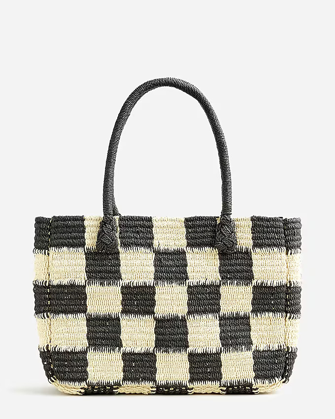 Marseille tote in gingham straw | J. Crew US