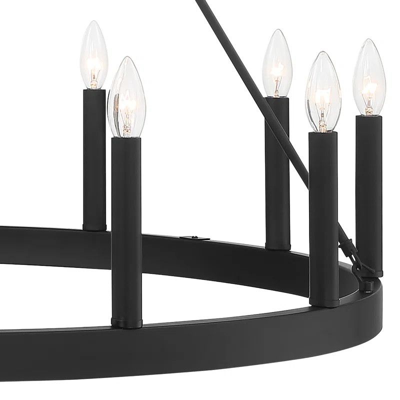 Finchley 12 - Light Dimmable Wagon Wheel Chandelier | Wayfair North America