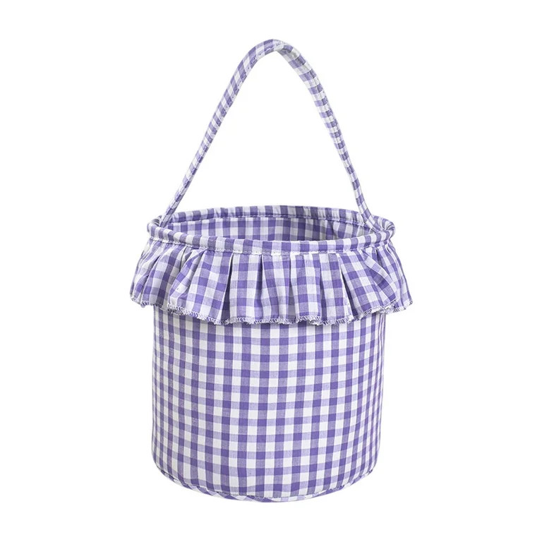 DAMAI Halloween Gingham Tote Basket,New Jute Canvas Bucket,Halloween Plaid Basket With Tassel Bar... | Walmart (US)