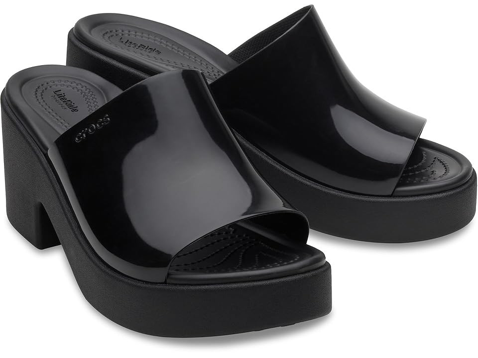 Crocs Brooklyn Slide Heel Women's Shoes Black/High Shine : 11 M | Zappos