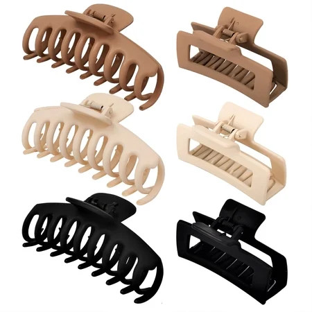 Clearance Sales Cumka 6pcs Big Hair Claw Clips Neutral Colors Hair Clips For Women Thick Hair Nonsli | Walmart (US)