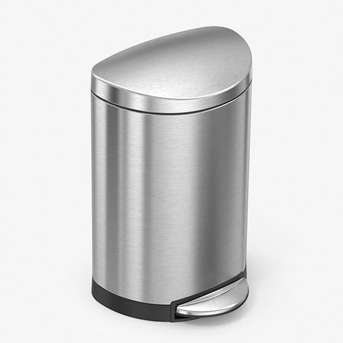 simplehuman 10 Liter / 2.3 Gallon Stainless Steel Small Semi-Round Bathroom Step Trash Can, Brush... | Amazon (US)