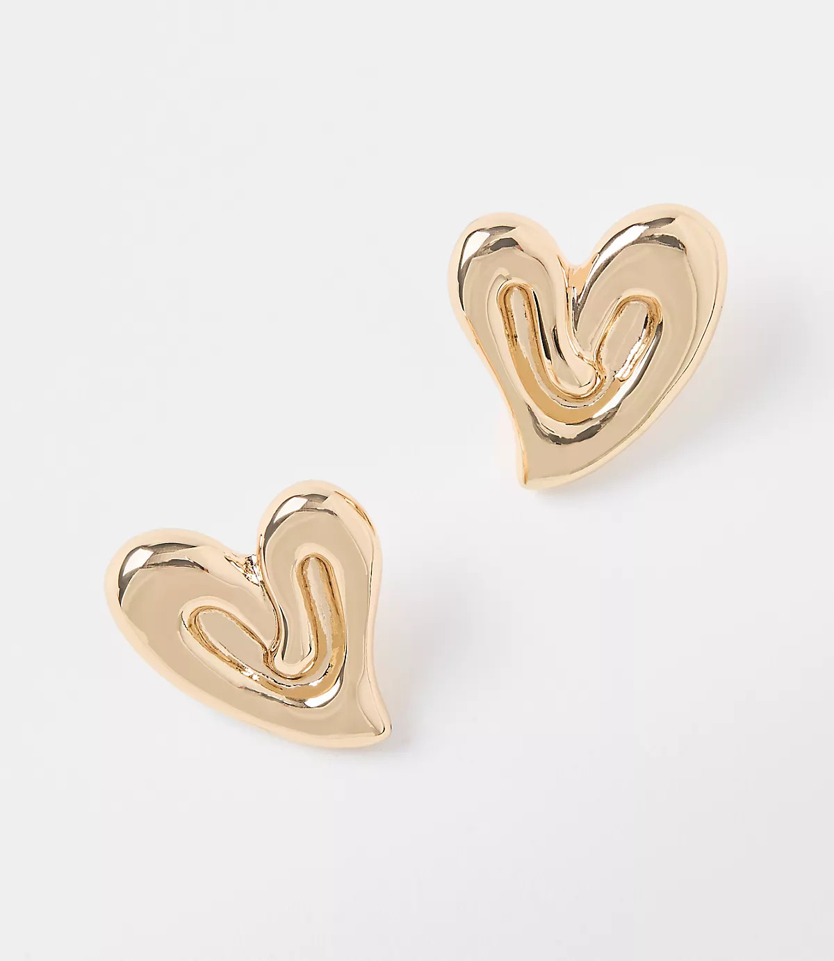 Molded Metal Heart Stud Earrings | LOFT