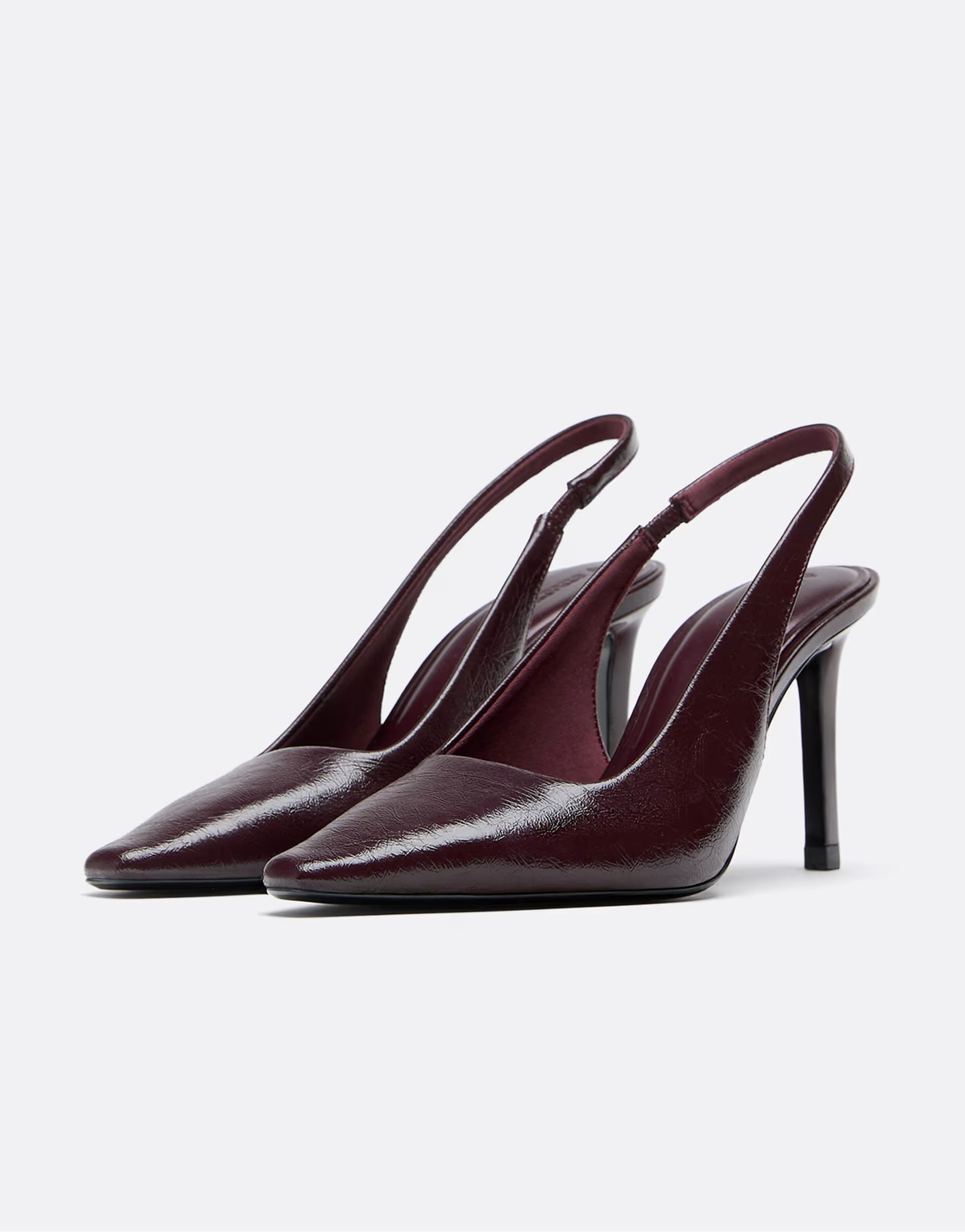Stradivarius wide fit basic high-heel shoes in burgundy | ASOS (Global)