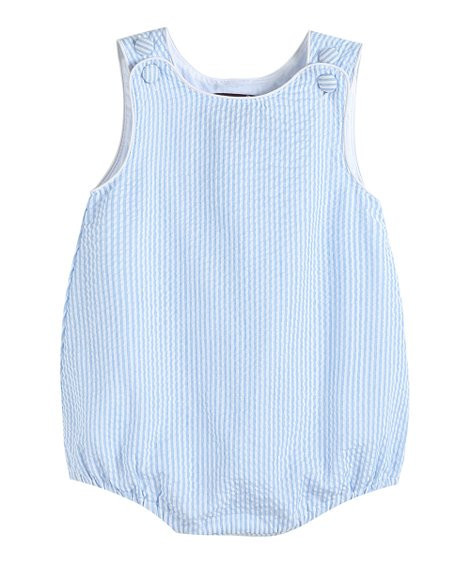 Lil Cactus Light Blue Stripe Seersucker Bubble Romper - Infant | Zulily