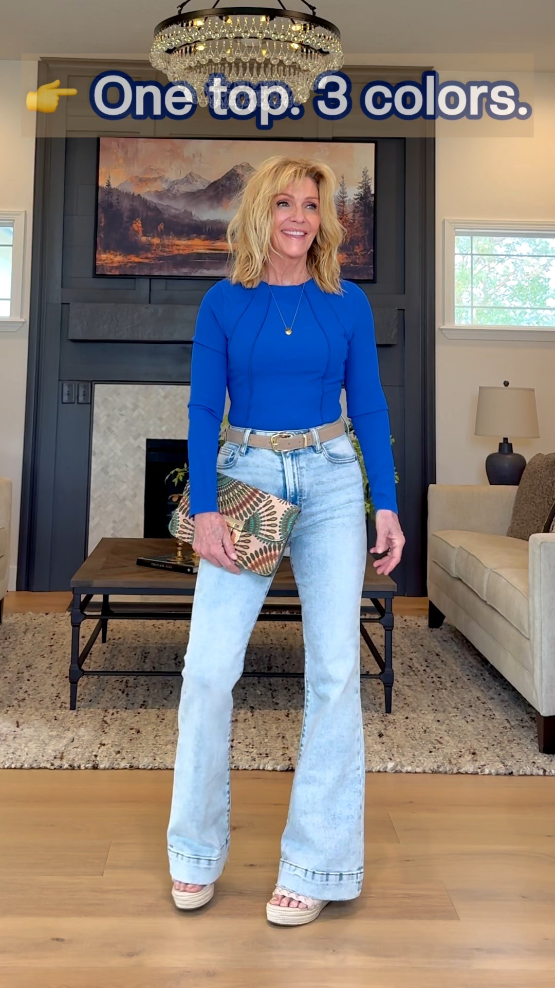 A true base piece should stand alone beautifully and layer seamlessly — and this one does both.

The length is right.
The fit is clean and body skimming.
The fabric lays smoothly.
And the color options make it easy to build outfits around what’s already in your closet.

I’ve styled it casually here, but this is the kind of top that becomes the backbone of a well-edited wardrobe.



Ribbed long sleeve top, flare jeans lug sole shoes, cropped chambray shirt, platform espadrilles, cuffed jeans, puffer vest. Amazon, Walmart, The Buckle.