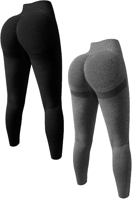 OQQ Women's 2 Piece Butt Lifting Yoga Leggings Workout High Waist Tummy Control Ruched Booty Pant... | Amazon (US)