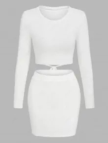 ZAFUL Open Back Lace Up Bodycon Skirt Set | ZAFUL (Global)