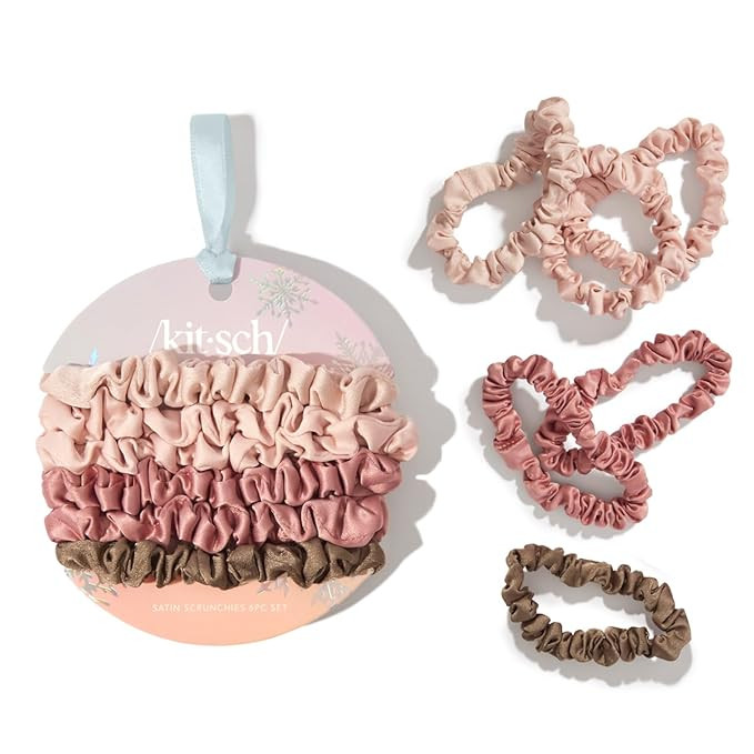 Kitsch Ultra Petite Satin Scrunchies - Eco-Friendly, Non-Creasing, Gentle on Hair, Slim Ruched De... | Amazon (US)