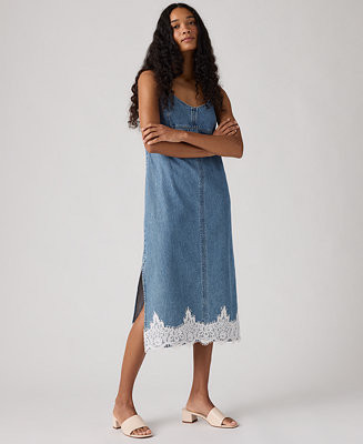 Levi's® Premium Women's 90s Denim Sleeveless V-Neck Slip Dress - Macy's | Macy's