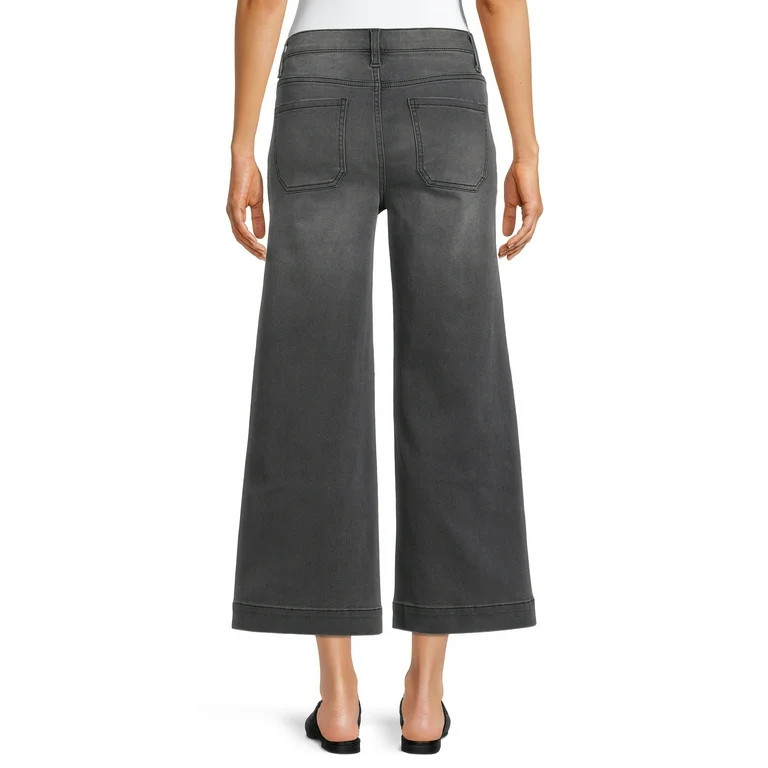 Time and Tru Women's High Rise Wide Leg Cropped Jeans | Walmart (US)