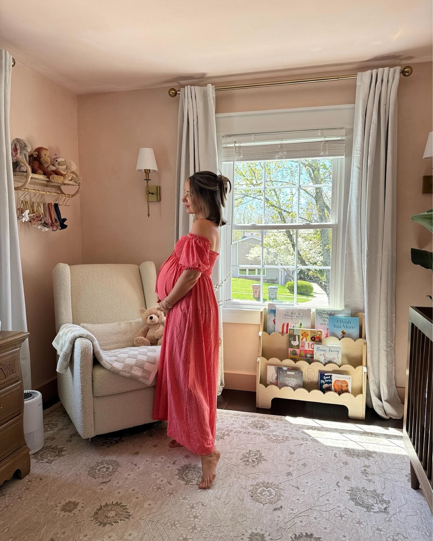 Linking up our girls room for you guys here! 💓💓🥹 my dress was rented from Nuuly so I can’t find the link but it’s by The Frolic and called the Maternity Hadarah Dress 🫶🏼

Babygirl room, babygirl nursery, pink walls, pink room, baby bookshelf, Amazon decor, Amazon finds, TJ Maxx, daisy rug 

#LTKfindsunder100 #LTKhome #LTKbaby