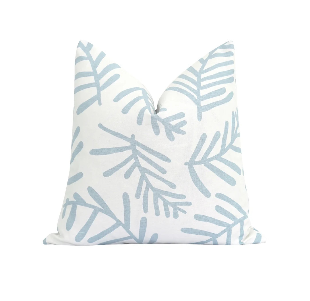 Sky Blue Designer Pillow Cover Schumacher Tiah Cove Sky - Etsy | Etsy (US)