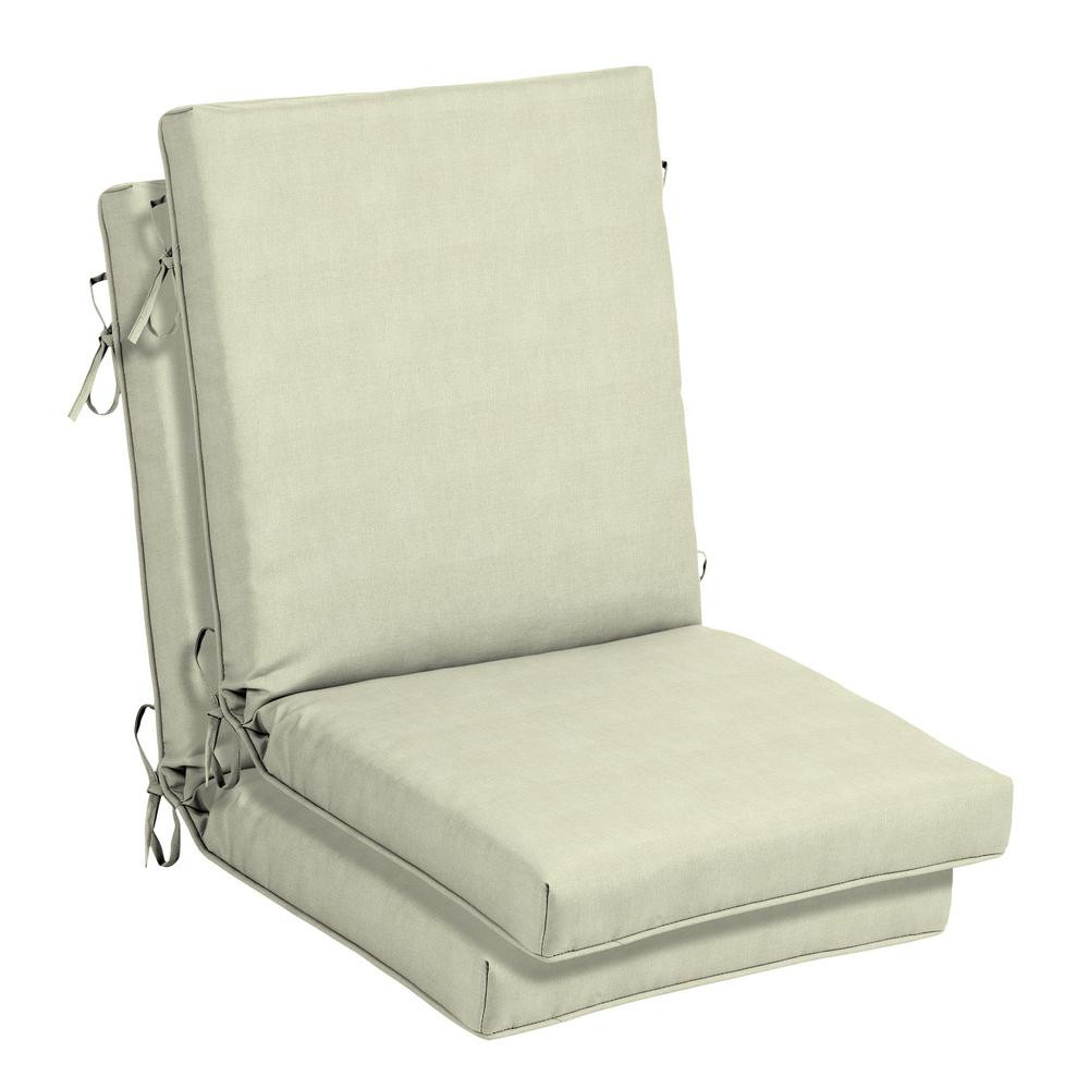 Hampton Bay CushionGuard Oatmeal Outdoor High Back Dining Chair Cushion (2-Pack) | The Home Depot