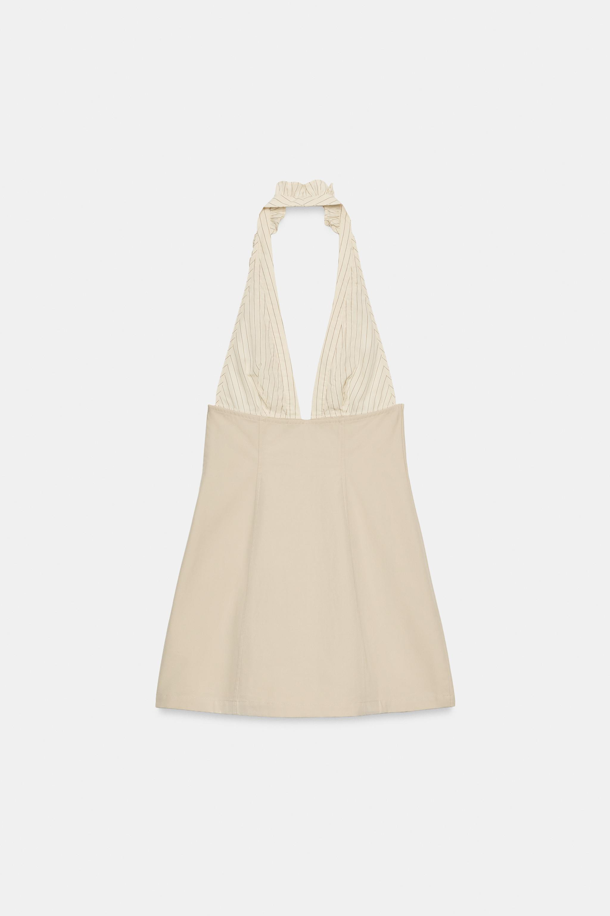 Gr\u00f6\u00dfe des Models: 181 cmKurzes Kleid mit Neckholder und V-Ausschnitt. Schulterfrei. Kon... | Zara DE