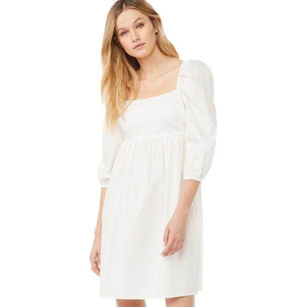 Scoop Women's Babydoll Dress with Puff Sleeves | Walmart (US)