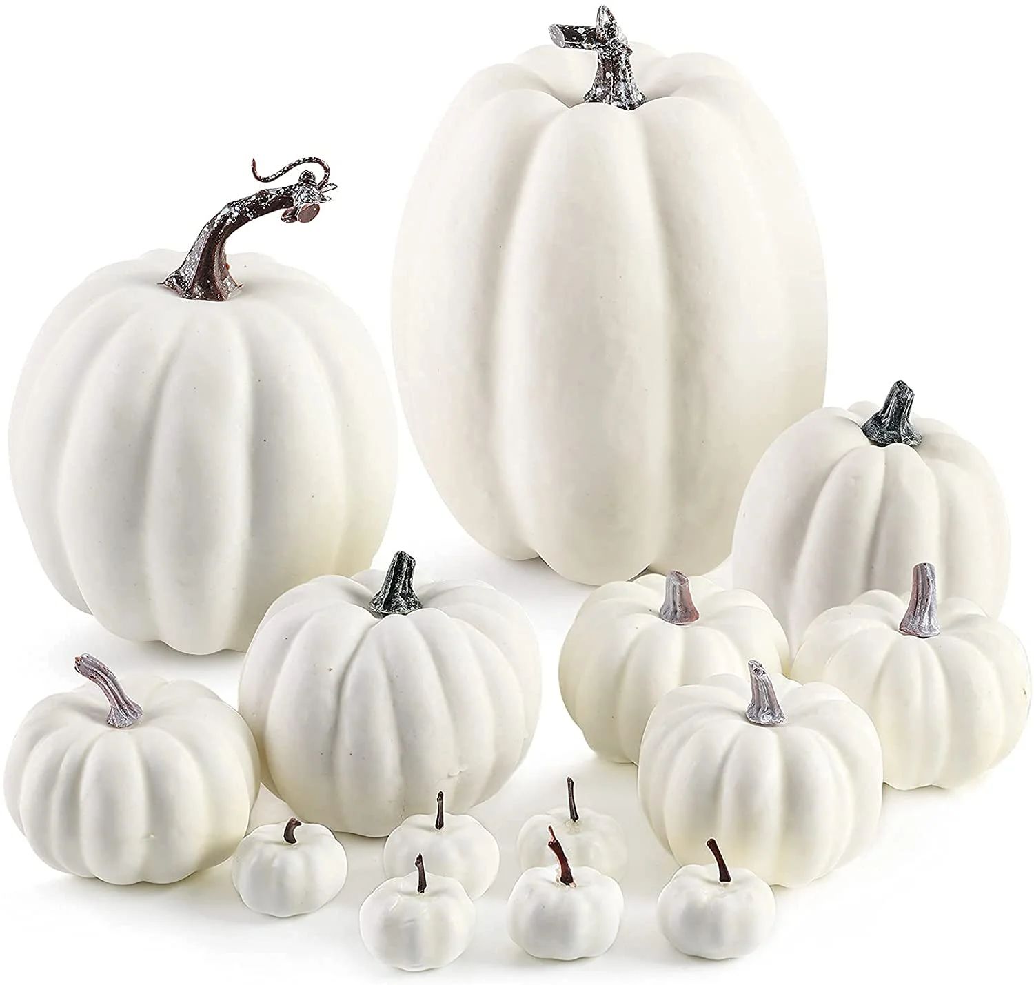 Ottoy Artificial Pumpkins, 14PCS White Fake Pumpkins Assorted Pumpkins Faux Pumpkins Farmhouse Pu... | Walmart (US)