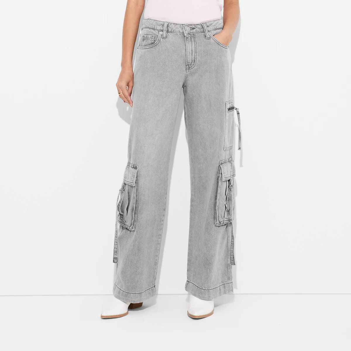 Women's Mid-Rise Wide Leg Cargo Baggy Pants - Wild Fable™ | Target
