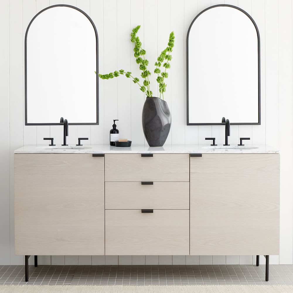 Delphine Double Wide 72&amp;quot; Bath Console, Feather Gray/Antique Bronze | West Elm (US)