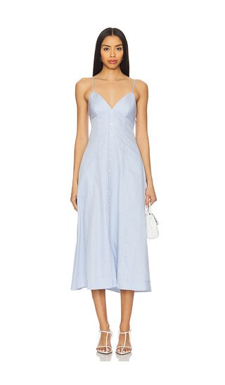 Honor Cami Midi Dress in Blue Hydrangea Stripe | Revolve Clothing (Global)