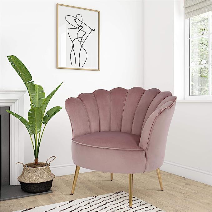 Novogratz Presley Modern Glam Seashell, Rose Accent Chair | Amazon (US)