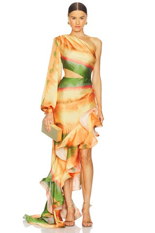 Hanna Horizon Gown in Orange Multi | Revolve Clothing (Global)