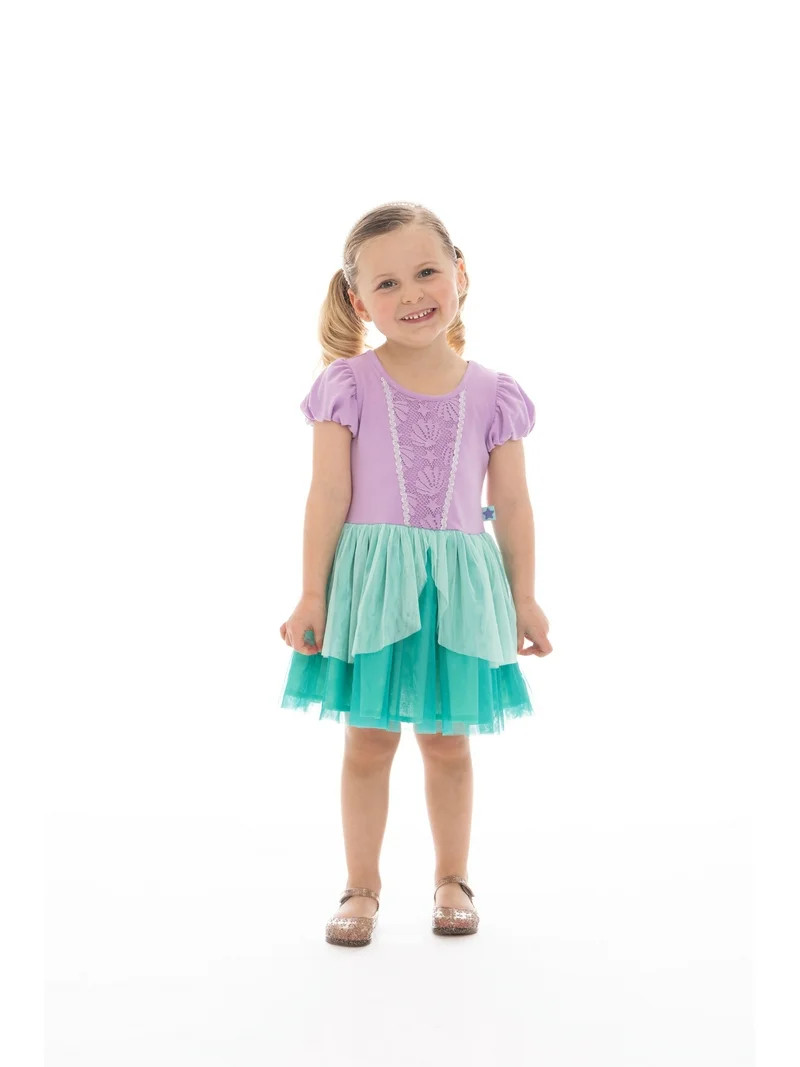 Disney Princess Toddler Girls Little Mermaid Cosplay Dress with Puff Sleeves, Sizes 12M-5T | Walmart (US)