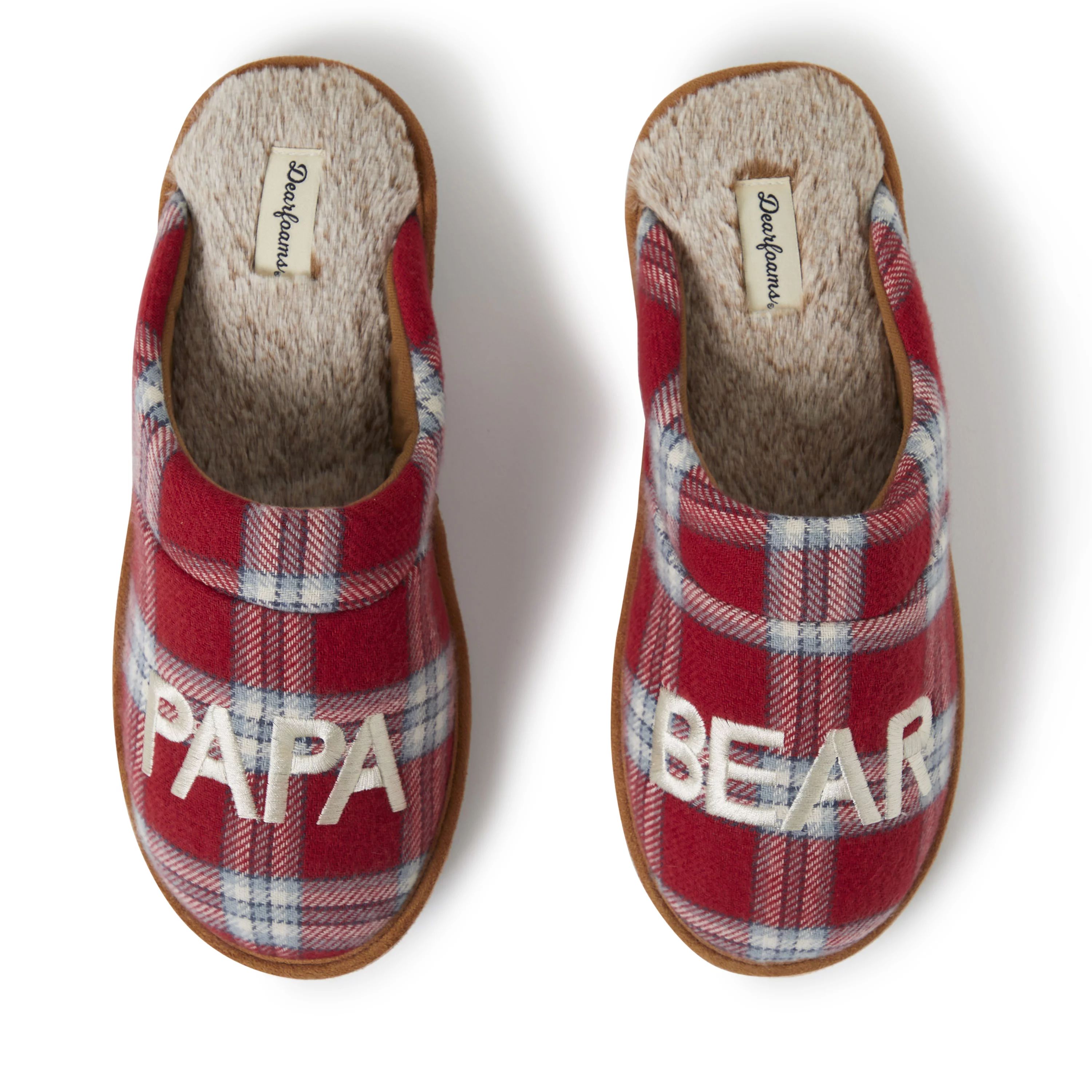 Men's Papa Bear Red Plaid Scuff Slippers - Walmart.com | Walmart (US)