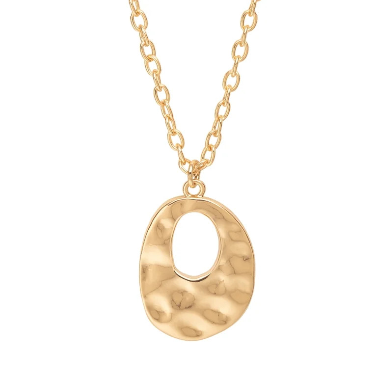 Time and Tru Women's Gold Tone Necklace Set with Metal Pendant | Walmart (US)
