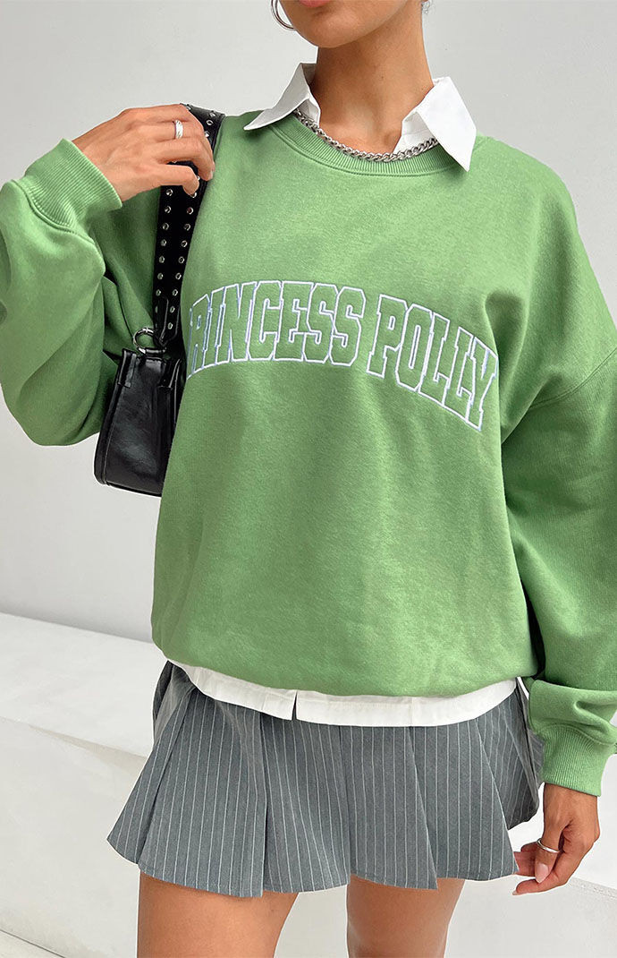 Princess Polly Women's Green Crew Neck Sweatshirt - Size 0 | PacSun