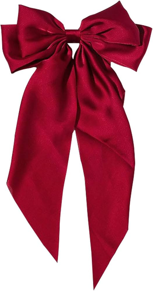 Big Layered Red Hair Bows for Women, Silky Bow Hair Clips with Long Tail, Large Ribbon Bows for, ... | Amazon (CA)